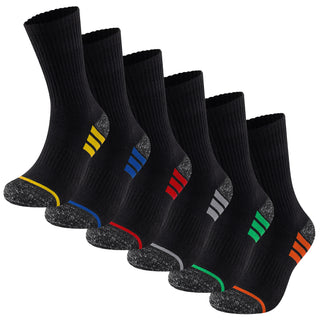 Mens 6 Pack Premium Cotton Blend Contrast Sole Black Work Socks